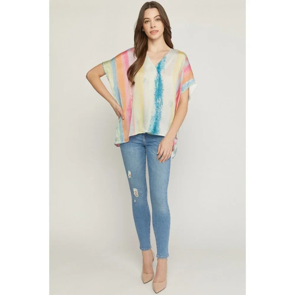 Entro Rainbow Placket Top - Picture 2 of 6